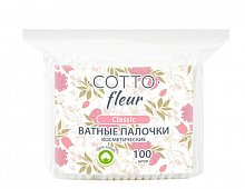 Cotto Fleur classic ватные палочки в ПЭ, 100 шт.