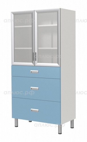 Шкаф лабораторный МЕГИ ForLab ШЛ-06-705 (ШЛ-06-МСК) 2 стеклянные двери, 3 ящика Шкаф лабораторный МЕГИ ForLab ШЛ-06-705 (ШЛ-06-МСК) 2 стеклянные двери, 3 ящика