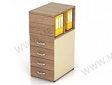 МЕТ Modern К38.19 Тумба с 4 ящиками и 4 открытыми отделениями для файловых папок под топом