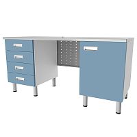 Стол лабораторный с двумя тумбами, дверкой и 4 ящиками МЕГИ ForLab СЛ-05-116
