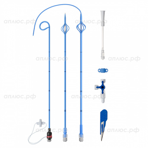 Набор для перкутанной многошаговой нефростомии Pigtail 14Fr, 30 см; скальпель; фикс.муфта, VOLKMANN