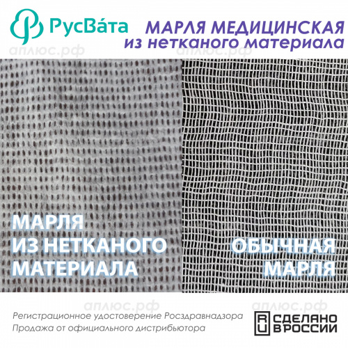 Марля медицинская нетканая Русвата, рулон 700 м х 0,90м (50% хлопок / 50% полиэфир) 40г/м2